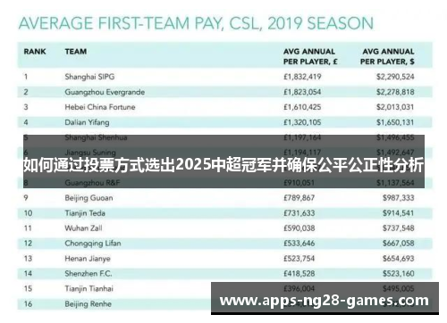 如何通过投票方式选出2025中超冠军并确保公平公正性分析
