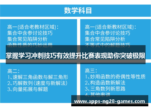 掌握学习冲刺技巧有效提升比赛表现助你突破极限 掌握学习冲刺技巧有效提升比赛表现助你突破极限